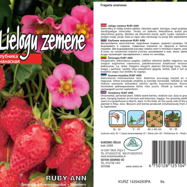 Fragaria ananassa "Ruby Ann" 5 семян